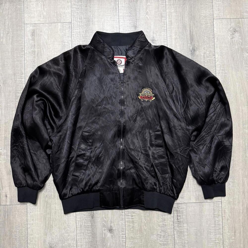Vintage Men's Players Riverboat Casino Club Jacket Satin Black Sz XL RARE